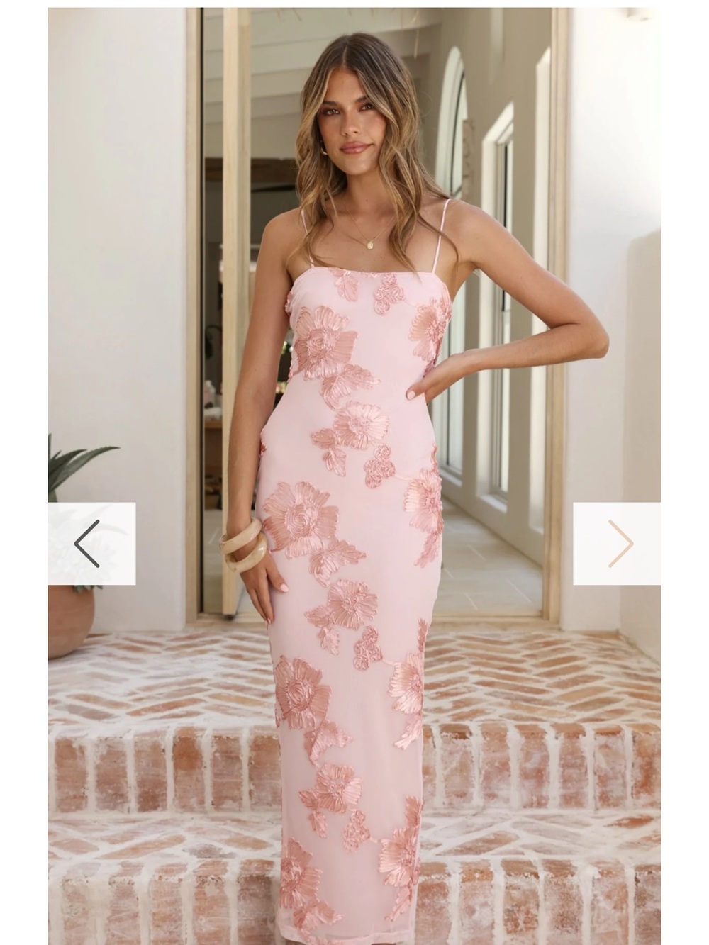 Blush Pink Floral Spaghetti Strap Maxi Dress NWT